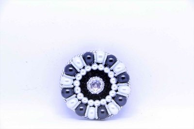 Брошь с жемчугом и кристаллами "Black & White" 1087 фото