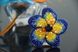 Брошка жовто-блакитна з кристалами "Квітка України" Ручна робота 1558 фото 1