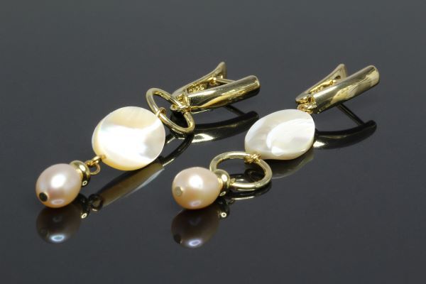 Сережки з перлами та перламутром "Офелія" 1493 фото