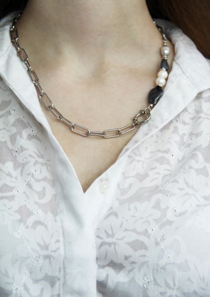 Комплект бижутерии с жемчугом "Майорка" Ожерелье-цепочка и браслет 1500 фото