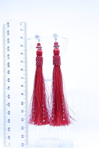 Сережки-китиці червоні "Полум'я" 1305 фото