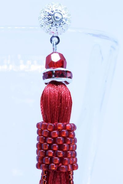 Сережки-китиці червоні "Полум'я" 1305 фото