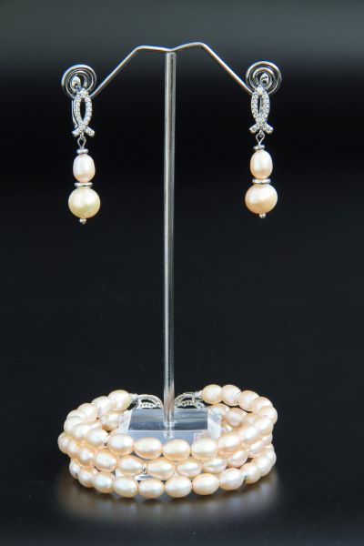 Комплект ювелірної біжутерії з натуральних перлів "Даміана" 1523 фото