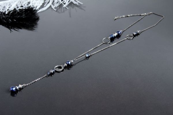 Кольє-ланцюжок з натуральними перлами "Франческа" 1368 фото