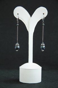Сережки ланцюжки з натуральними чорними перлами Drop & Chain Довгі сережки Ручна робота ER-0038 фото
