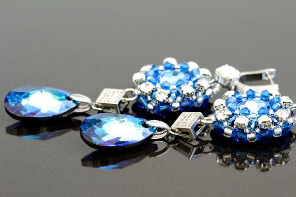 Сережки з кристалами "Aquamarine Blue" 1360 фото