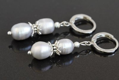 Серьги с натуральным жемчугом "Silver-Rose Perls" 1348 фото