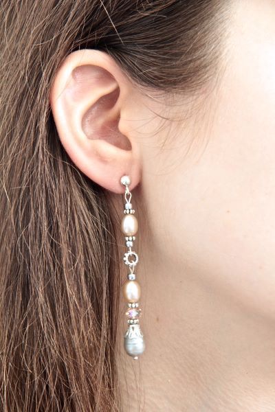 Сережки срібні з натуральними перлами "Rose & Silver" 1288 фото