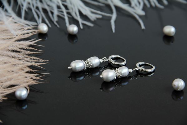 Сережки з натуральними перлами "Silver-Rose Perls" 1348 фото