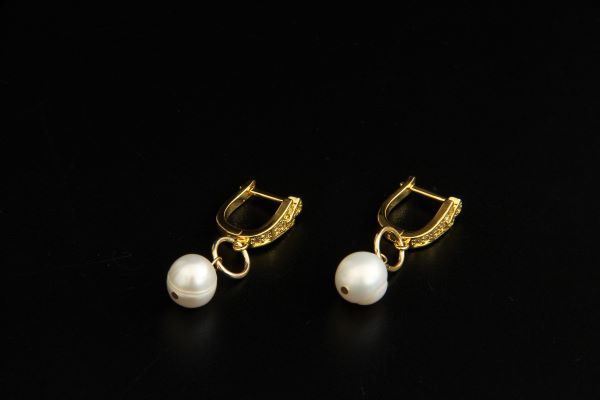 Сережки позолота з перлами "Ірен" 1464 фото