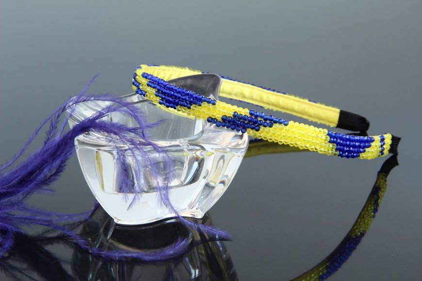 Обідок для зачіски жовто-синій "Україночка" Ручна робота 1233 фото