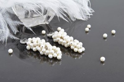 Сережки срібні з перлами "Гроно Перлів" 1297 фото
