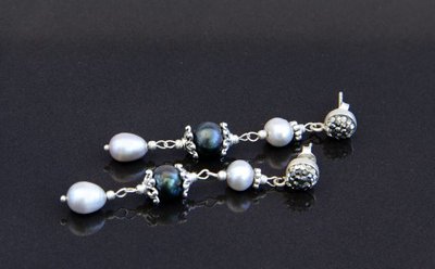 Сережки срібні з натуральними перлами "Марсела" 1293 фото