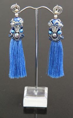 Сережки-китиці мереживні з перлами "Шахерезада" 1308 фото