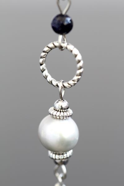 Сережки-ланцюжки з перлами "Берта" 1291 фото