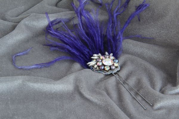 Прикраса для зачіски (шпилька) з кристалами "Violet" 1375 фото