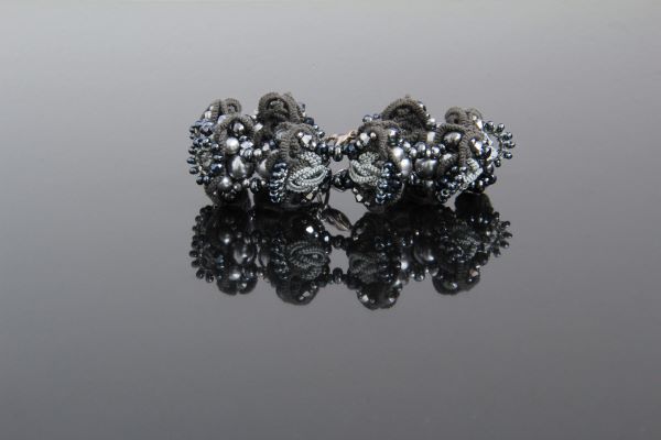 Комплект бижутерии кружевной с жемчугом "Silver Crystal" 1160 фото