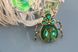 Брошка жук зелена з кристалами та бісером "Смарагдик-міні" Брошка-жук ручної роботи 2436195 фото 1