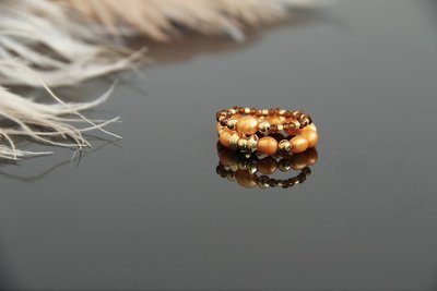 Каблучка з натуральних перлів з позолотою "Оранж" 1545 фото
