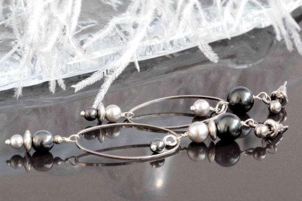 Сережки асиметричні з перлами "Minimalist-small" 1274 фото