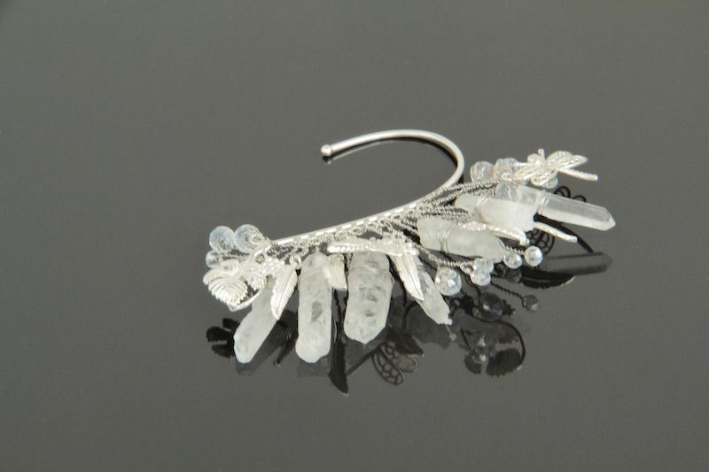 Кафи сережки срібло з гірський кришталем "Дора" Ручна робота 2436146 фото