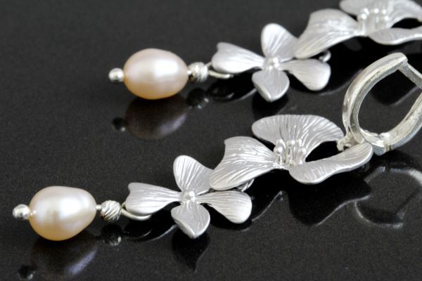 Сережки срібні з перлами "Персі" 1534 фото