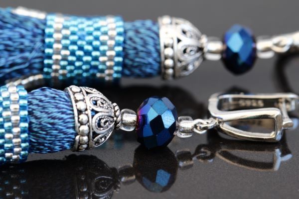 Сережки-кисті сині "Гліцинія" 1303 фото