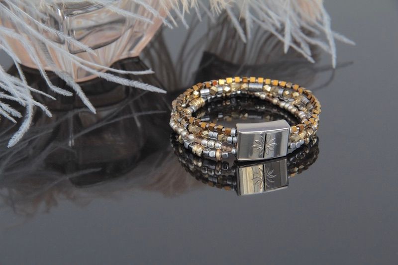 Комплект широких браслетов на одной застежке "Бриджит" и "Аурелия" Ручная работа 2436151 фото