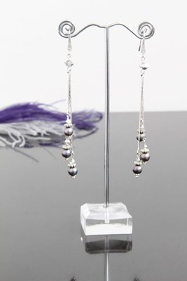 Сережки довгі з перлами "Тріо" 1295 фото