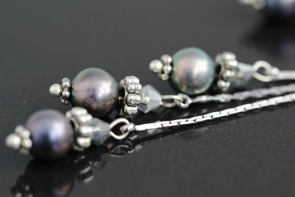 Сережки довгі з перлами "Тріо" 1295 фото