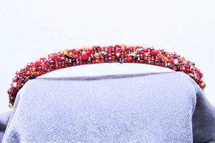 Обруч для прически красный золотистый Red & Gold HR-0019 фото