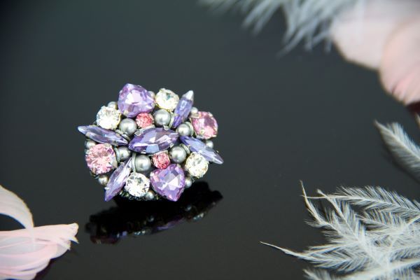Брошка з кристалами та перлами "Лоррейн" 1100 фото