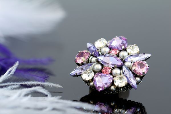 Брошка з кристалами та перлами "Лоррейн" 1100 фото