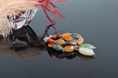 Браслет многорядный из натуральных камней с подвесками "Есения" 1390 фото