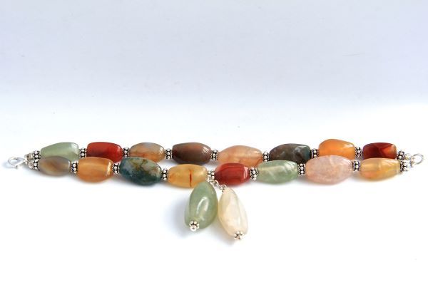 Браслет многорядный из натуральных камней с подвесками "Есения" 1390 фото