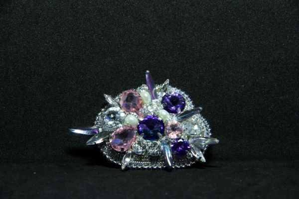 Брошка з кристалами та перлами "Небо в алмазах" 1102 фото