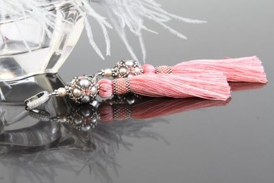 Серьги-кисти розовые с жемчугом "Rose Pearls" 1312 фото