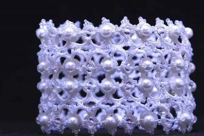 Браслет мереживний широкий білий з перлами "Сніг" 1059 фото