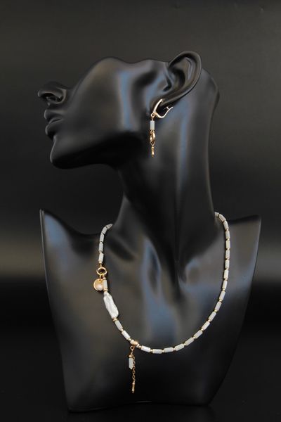 Комплект набір біжутерії позолота з перлами та перламутром "Селін" 2436154 фото
