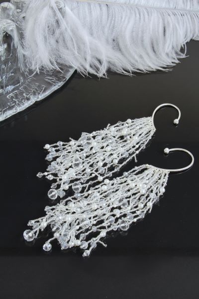 Кафи сережки весільні з довгими підвісками "Санторіні" 1128 фото