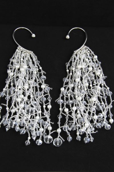 Кафи сережки весільні з довгими підвісками "Санторіні" 1128 фото