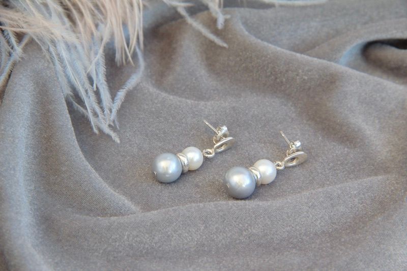 Сережки срібло з натуральними перлами "Symphony" Ручна робота 2436158 фото