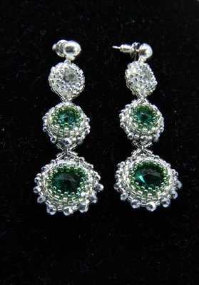 Серьги с зелеными кристаллами "Изумруд" 1342 фото