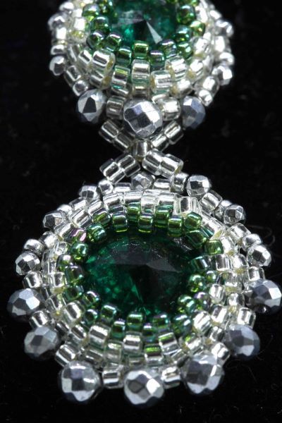Серьги с зелеными кристаллами "Изумруд" 1342 фото
