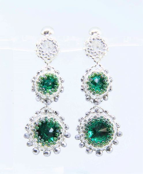 Сережки з зеленими кристалами "Смарагд" 1342 фото