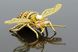 Брошь золотистая объёмная с кристаллом и бисером "Золотая пчелка" 1109 фото 6