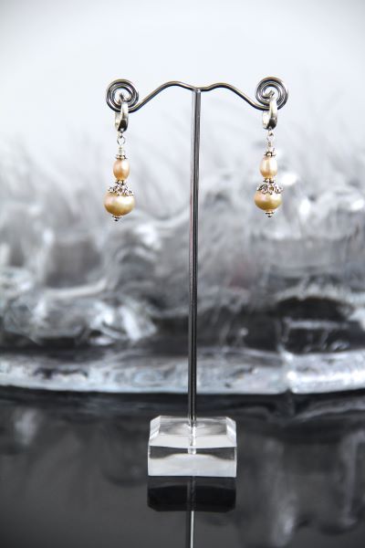 Сережки срібні з перлами "Сакура" 1355 фото