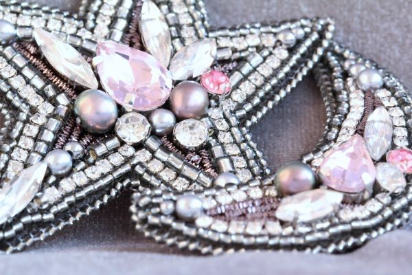 Комплект брошок з кристалами та перлами "Зірочка" і "Місяць" 1159 фото