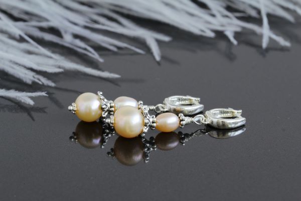 Сережки срібні з перлами "Сакура" 1355 фото
