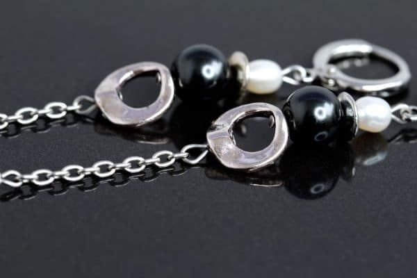 Сережки-ланцюжки з перлами "Летиція" 1292 фото